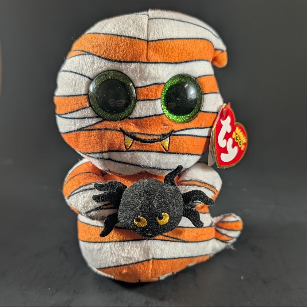 TY Beanie Boos - MUMFORD the Halloween Ghost w/ Spider (Glitter Eyes) (6 inch)